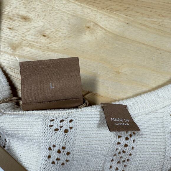 Boss Hugo Boss C Feli Pointelle Fit and Flare Sweater Dress White Women's Size L - Picture 6 of 12